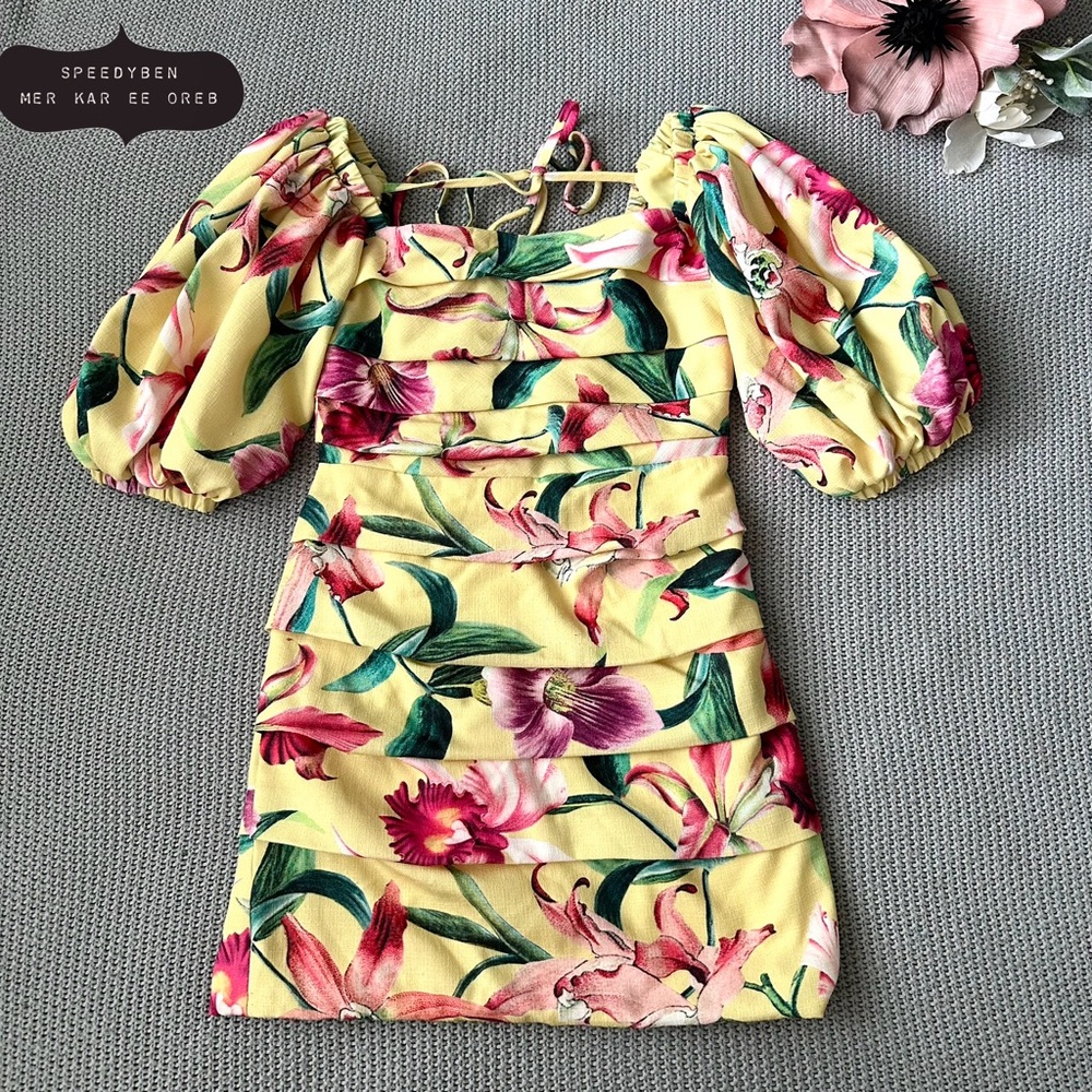 PatBO Laelia Puff Sleeve Mini Dress size 6